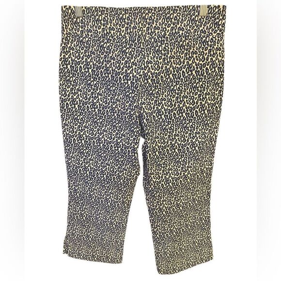 Estelle and Finn 6 Luxury Stretch Navy Blue Patterned Elastic Waist Capri Pants - Picture 2 of 9